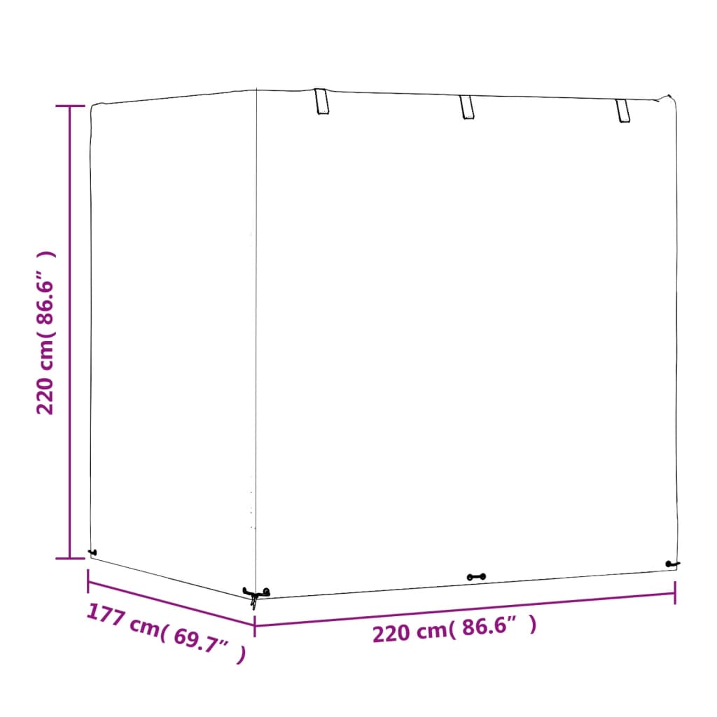 Hollywoodschaukel-Abdeckungen 2 Stk. 10 Ösen 255x145x170 cm