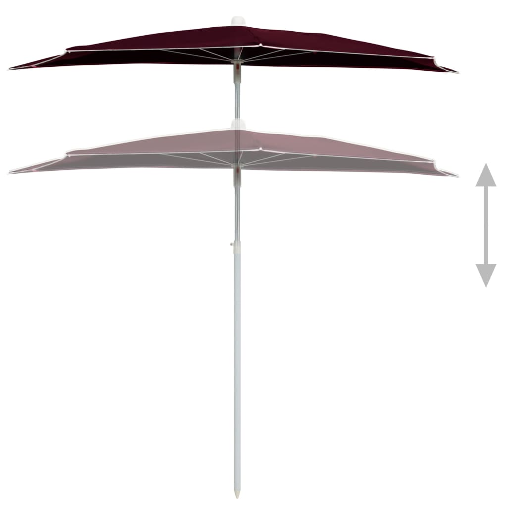 Halb-Sonnenschirm mit Mast 180x90 cm Anthrazit