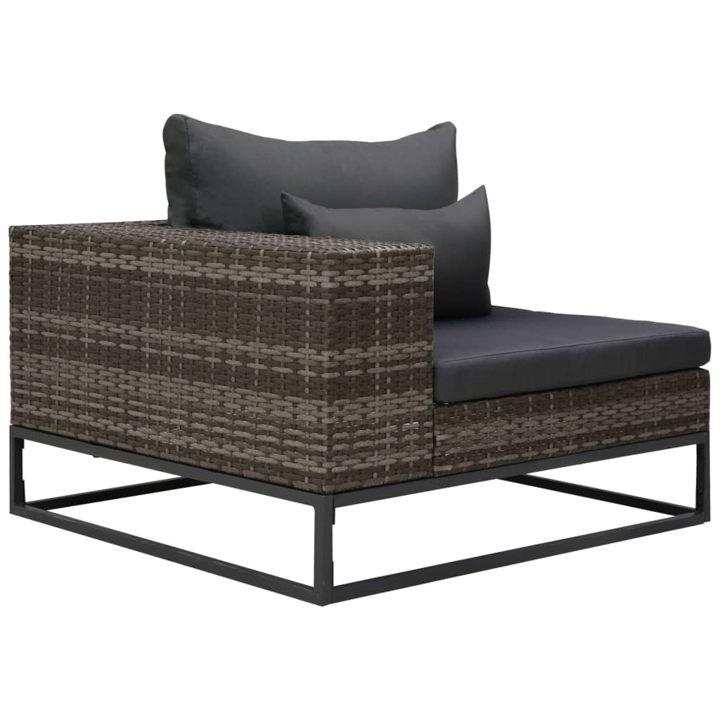 5-tlg. Garten-Sofagarnitur mit Auflagen Poly Rattan Grau
