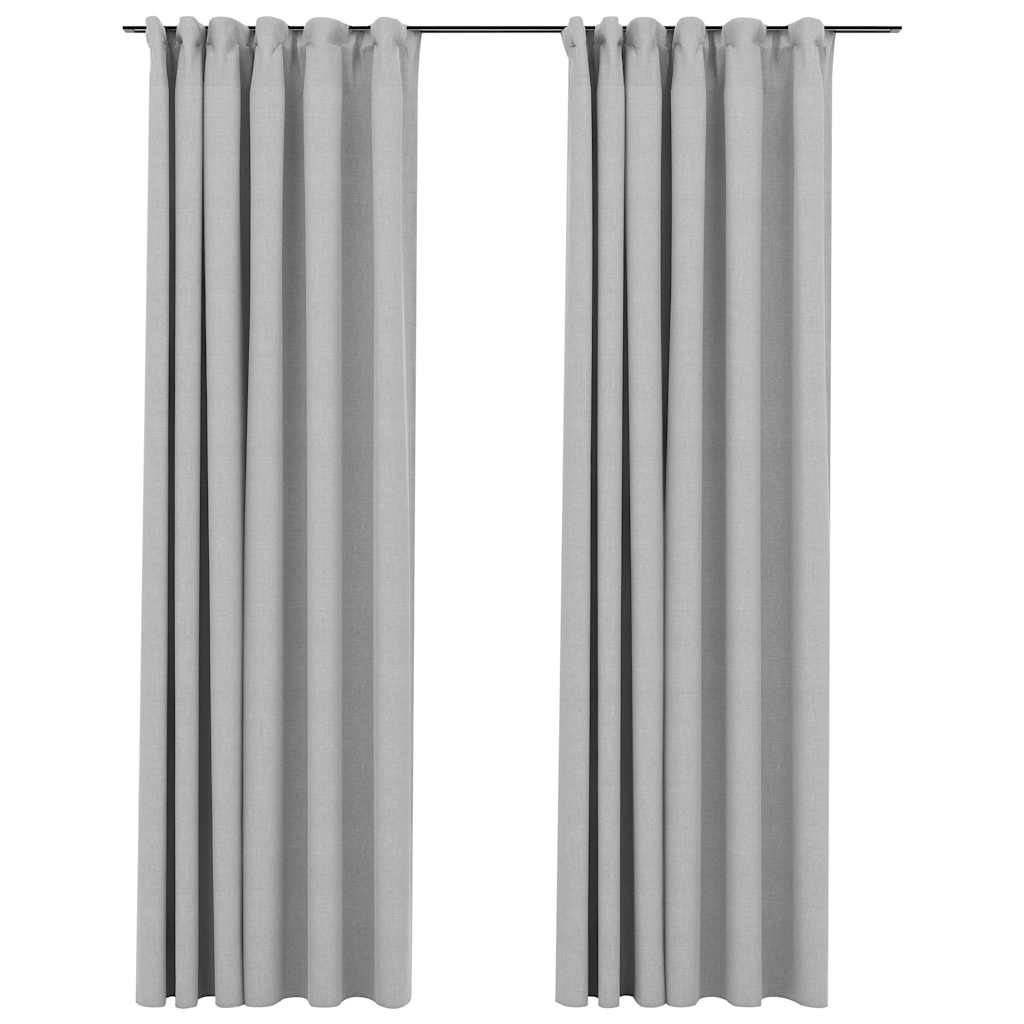 Verdunkelungsvorhänge Haken Leinenoptik 2Stk. Schwarz 140x175cm