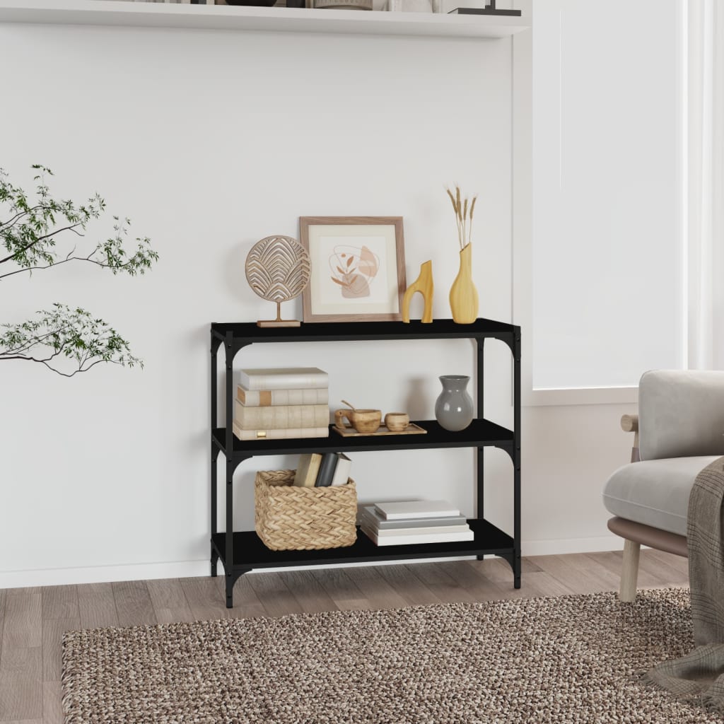 Bücherregal Schwarz 40x33x70,5 cm Holzwerkstoff und Stahl
