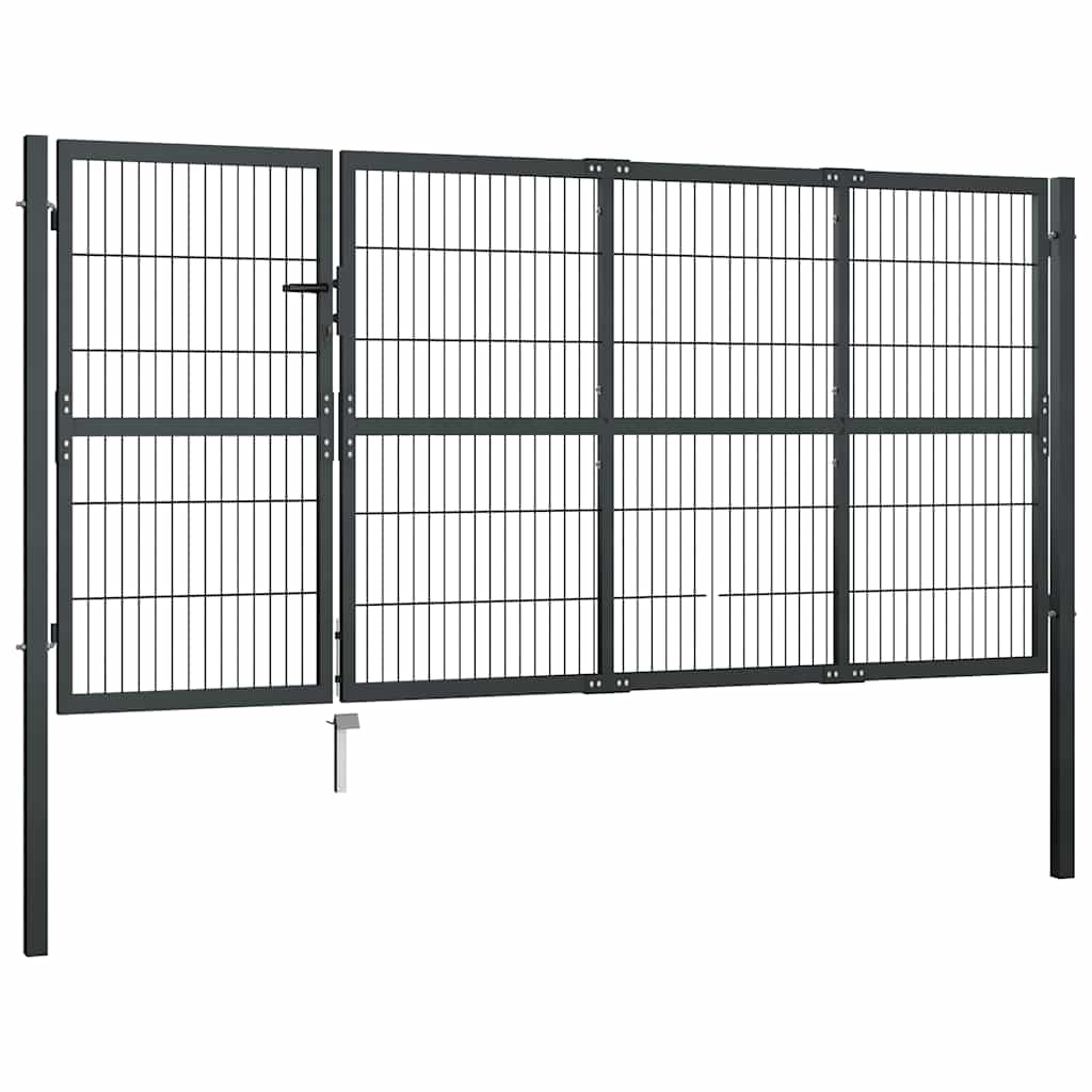 Gartentor mit Pfosten Stahl 350 x 100 cm Anthrazit