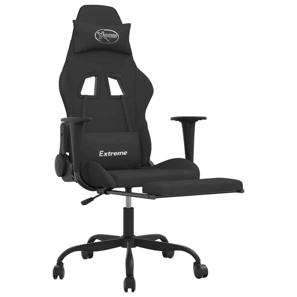 Gaming-Stuhl mit Massagefunktion Schwarz und Creme Stoff