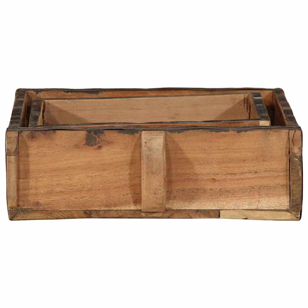 Tablett Braun 30 x 15 x 9 cm Massives upgecyceltes Holz