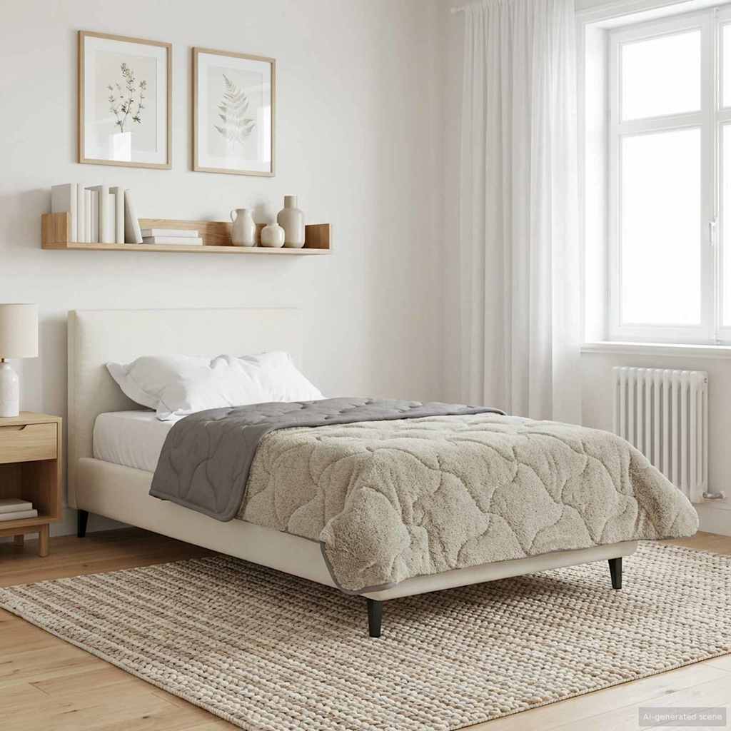Sommerdecke Anthrazit 135 x 200 cm Mikrofaser und Teddy-Fleece