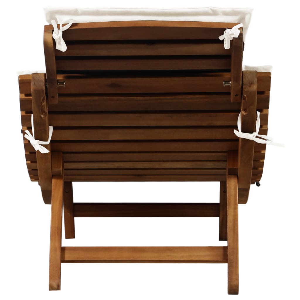 Sonnenliege mit Auflage Beige Massivholz Akazie