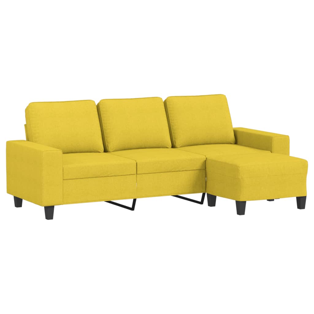 3-Sitzer-Sofa mit Hocker Hellgrau 180 cm Stoff