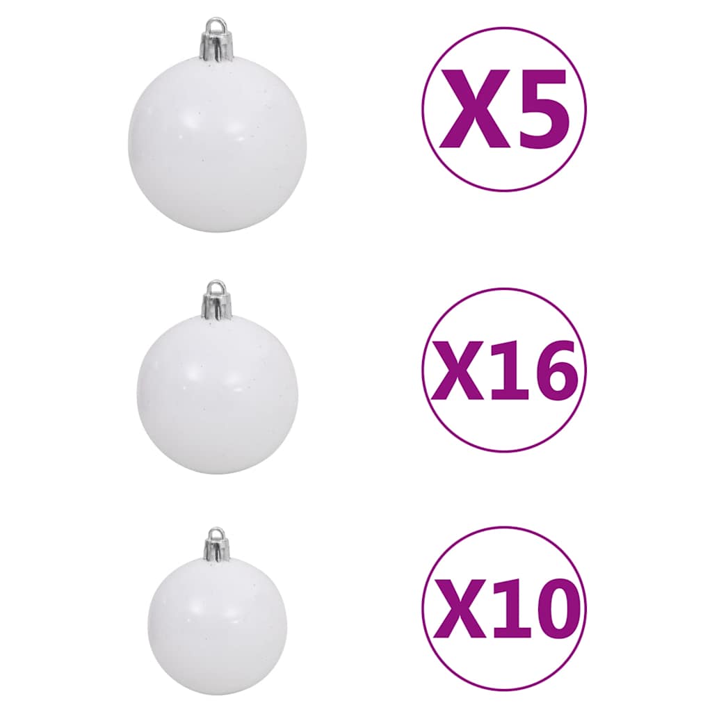 Künstlicher Weihnachtsbaum mit Beleuchtung & Kugeln Weiß 120 cm