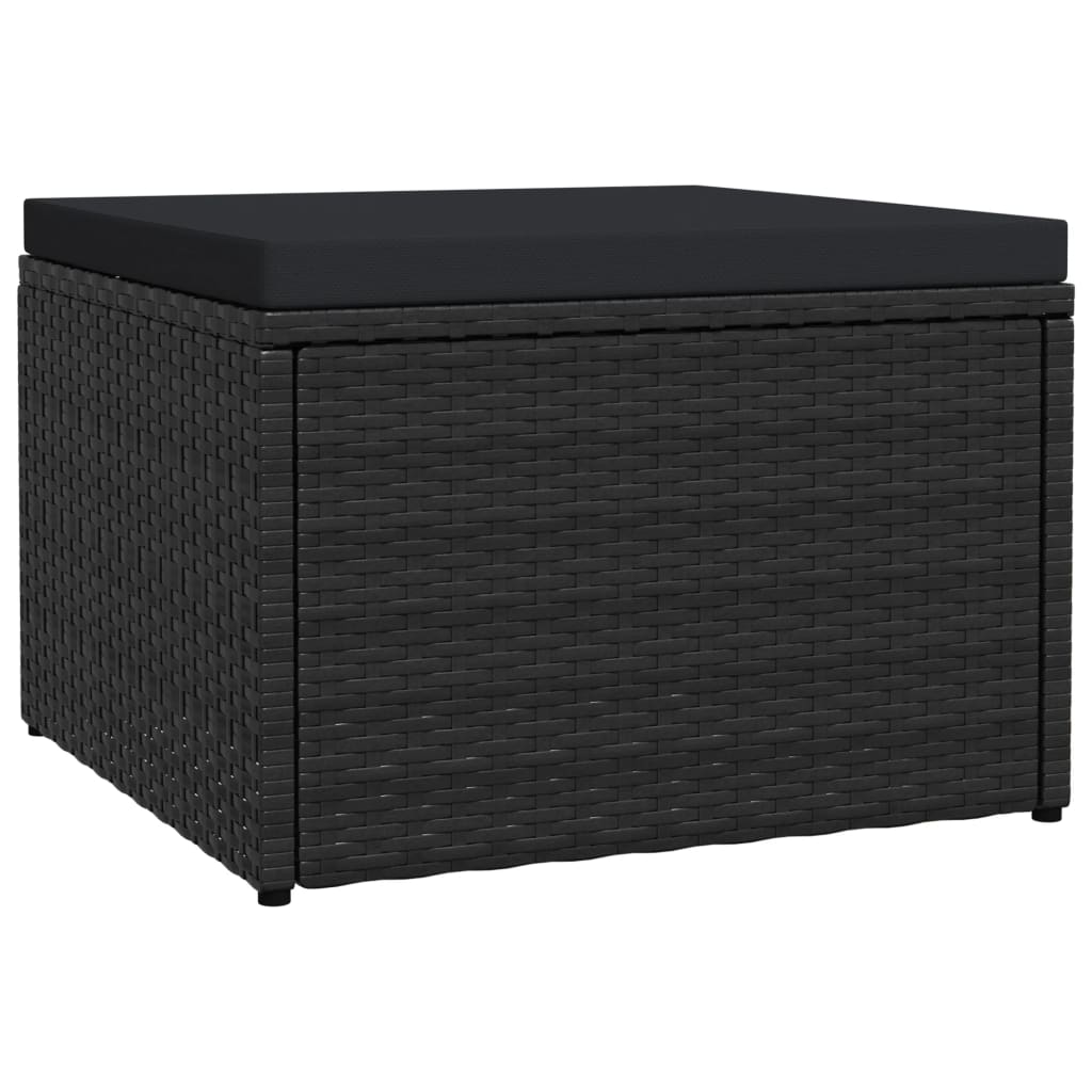 Outdoor-Fußhocker mit Kissen Grau Polyrattan
