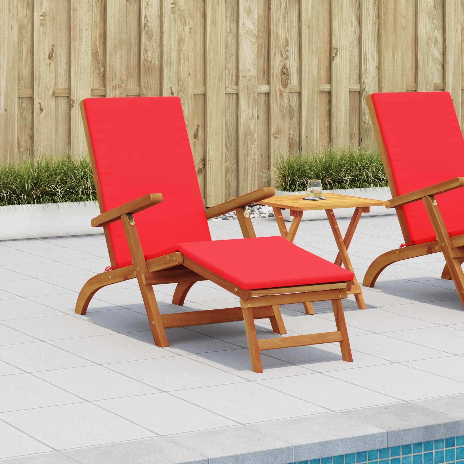 Gartenliege mit Fußteil und Tisch Massivholz Akazie