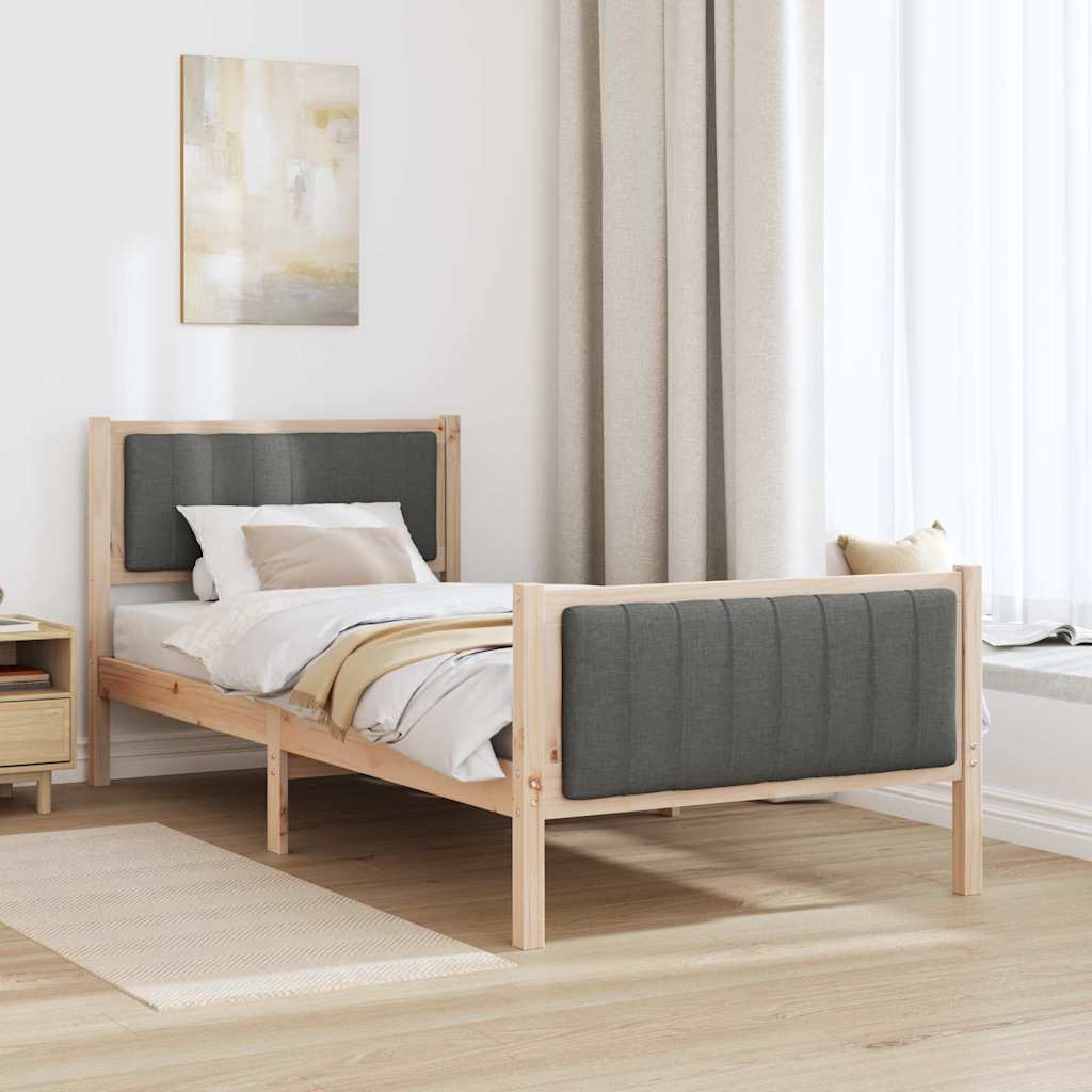 Bettgestell Braun und hellgrau 200 x 200 cm Massivholz Kiefer