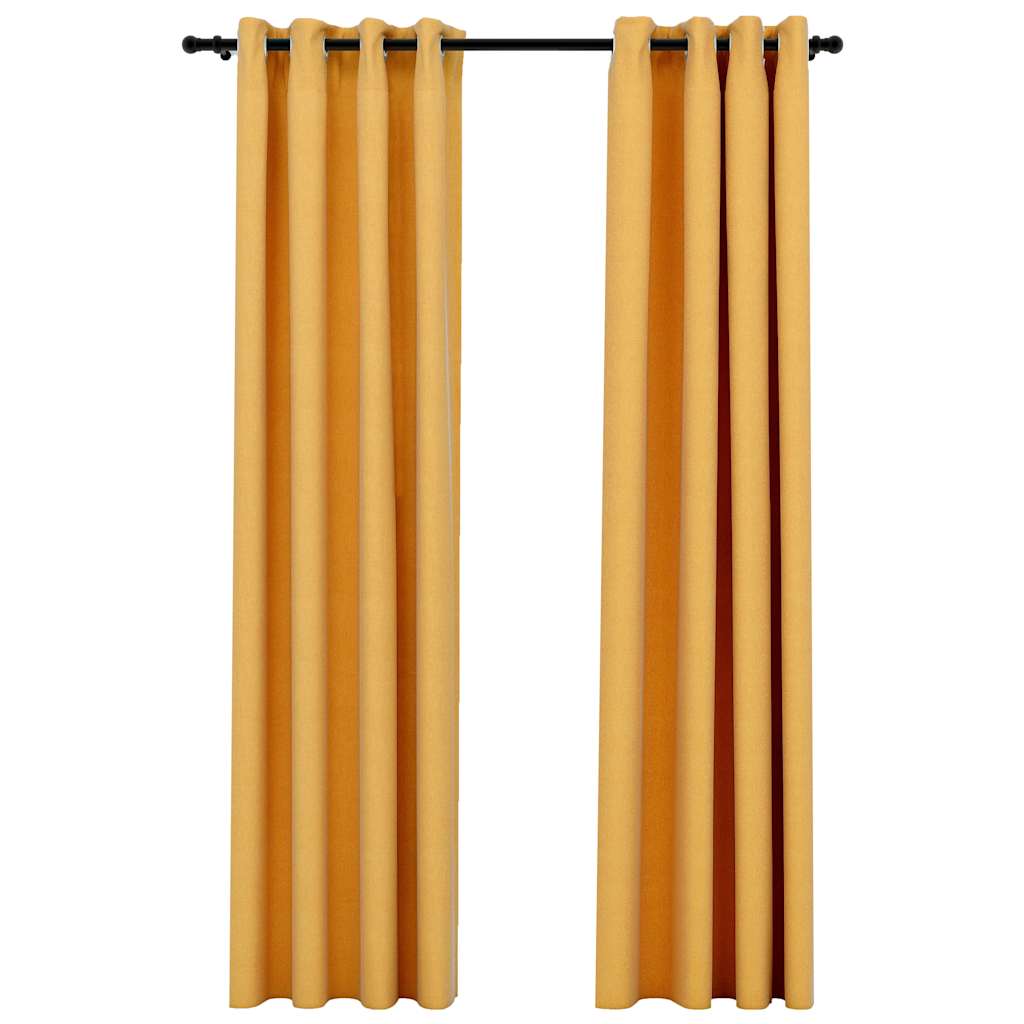 Verdunkelungsvorhänge Ösen Leinenoptik 2 Stk. Schwarz 140x175cm