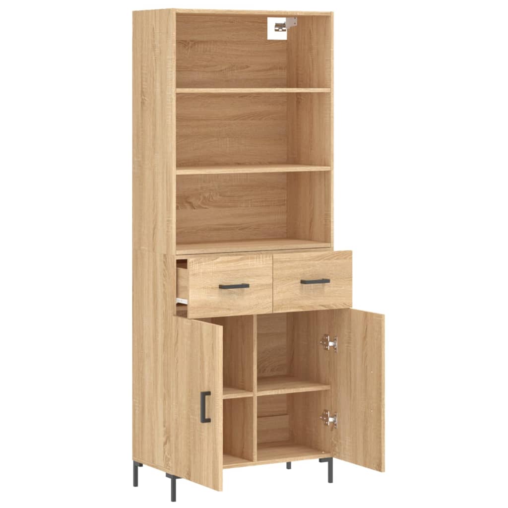 Highboard Hochglanz-Weiß 69,5x34x180 cm Holzwerkstoff