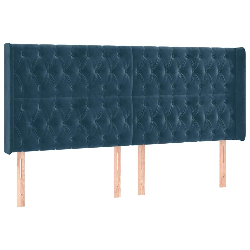 Kopfteil mit Ohren Dunkelblau 93x16x78/88 cm Samt
