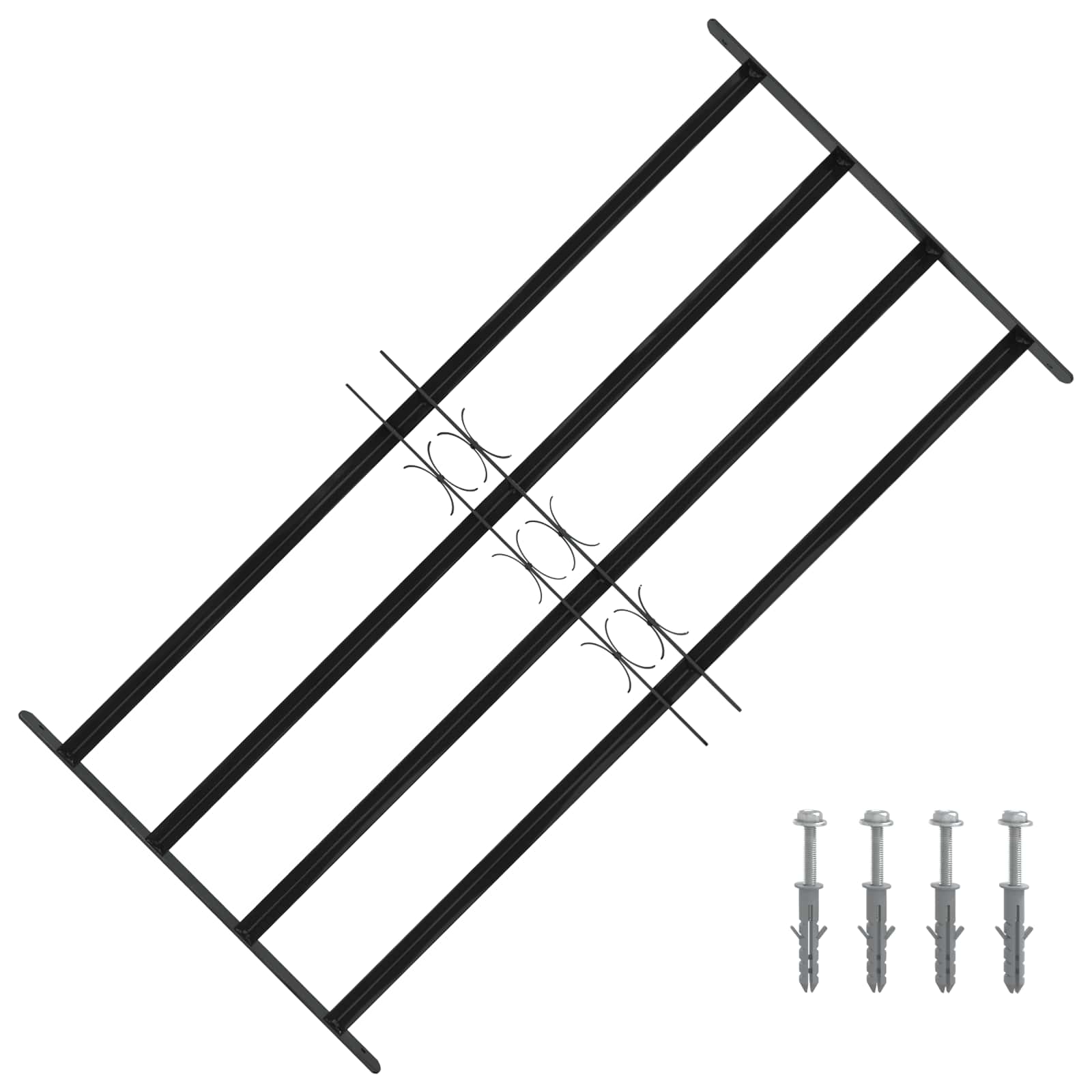 Fenstergitter 76 x 30 cm Pulverbeschichteter Stahl Schwarz
