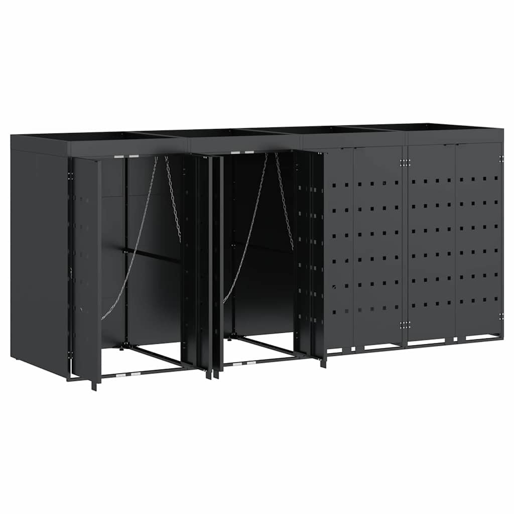 Mülltonnenbox für 2 Tonnen Schwarz 138x79x117 cm Stahl
