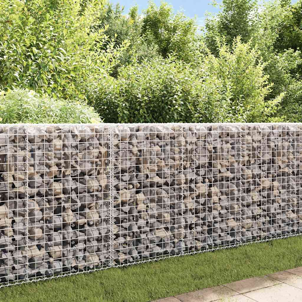 Gabionenwand mit Abdeckung Verzinkter Stahl 20×20×100 cm