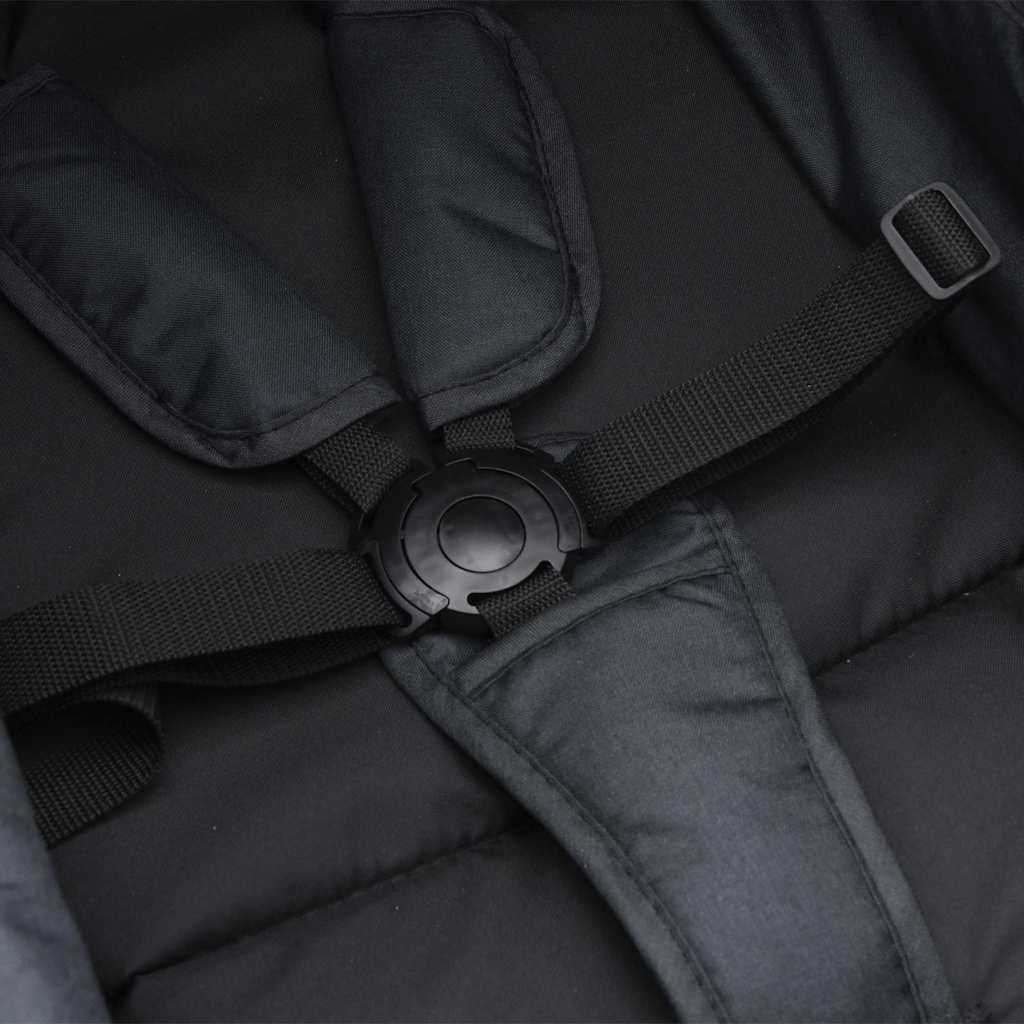 3-in-1 Kinderwagen Hellgrau und Schwarz Stahl