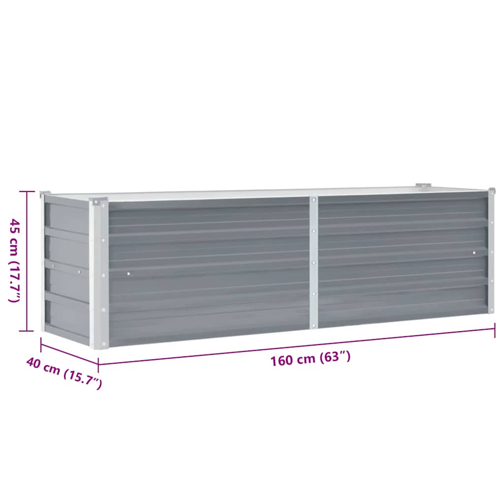 Hochbeet 160 x 80 x 77 cm Verzinkter Stahl Grau