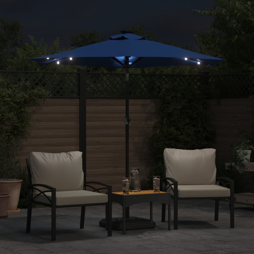 Sonnenschirm mit LED und Stahlmast Weiß 225x225x212 cm