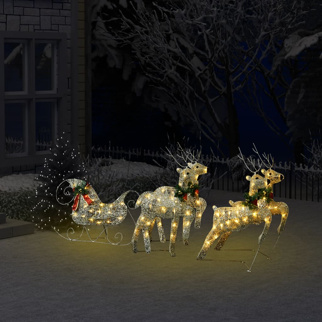 Weihnachtsdeko Rentier & Schlitten 60 LEDs Outdoor Golden