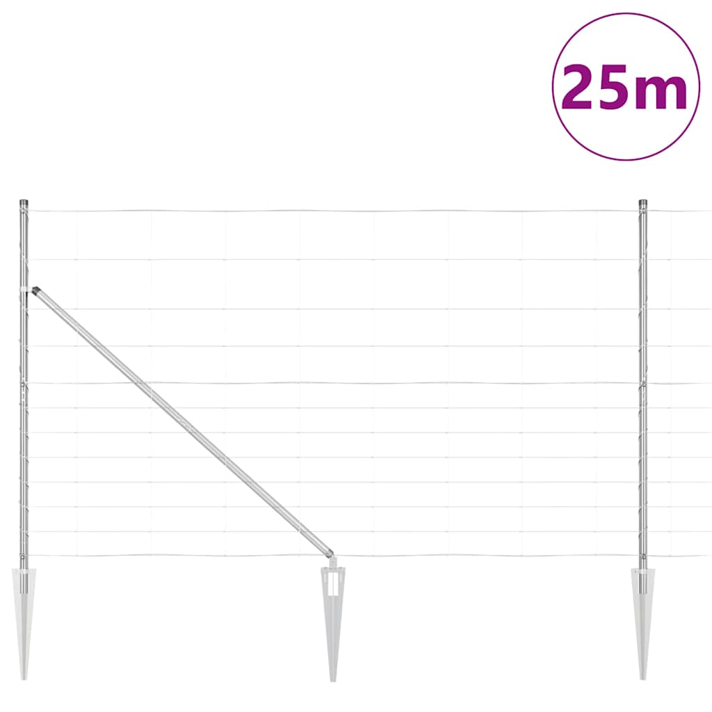 Ground Fix Geschweißter Drahtzaun 25 x 0,8 m Silber Netz