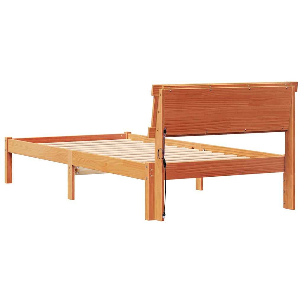 Bettgestell mit Kopfteil Braun 200 x 200 cm Massivholz Kiefer