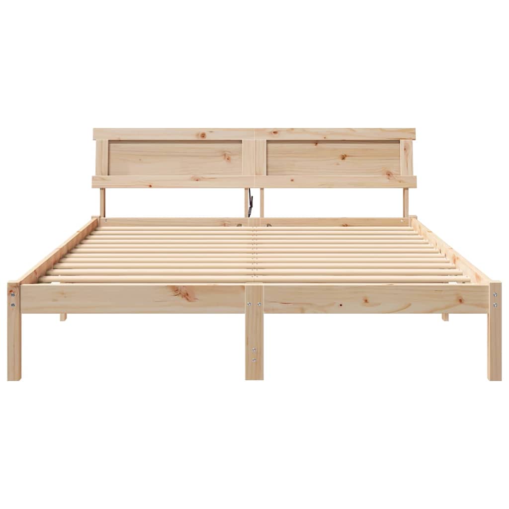 Bettgestell mit Kopfteil Braun 200 x 200 cm Massivholz Kiefer