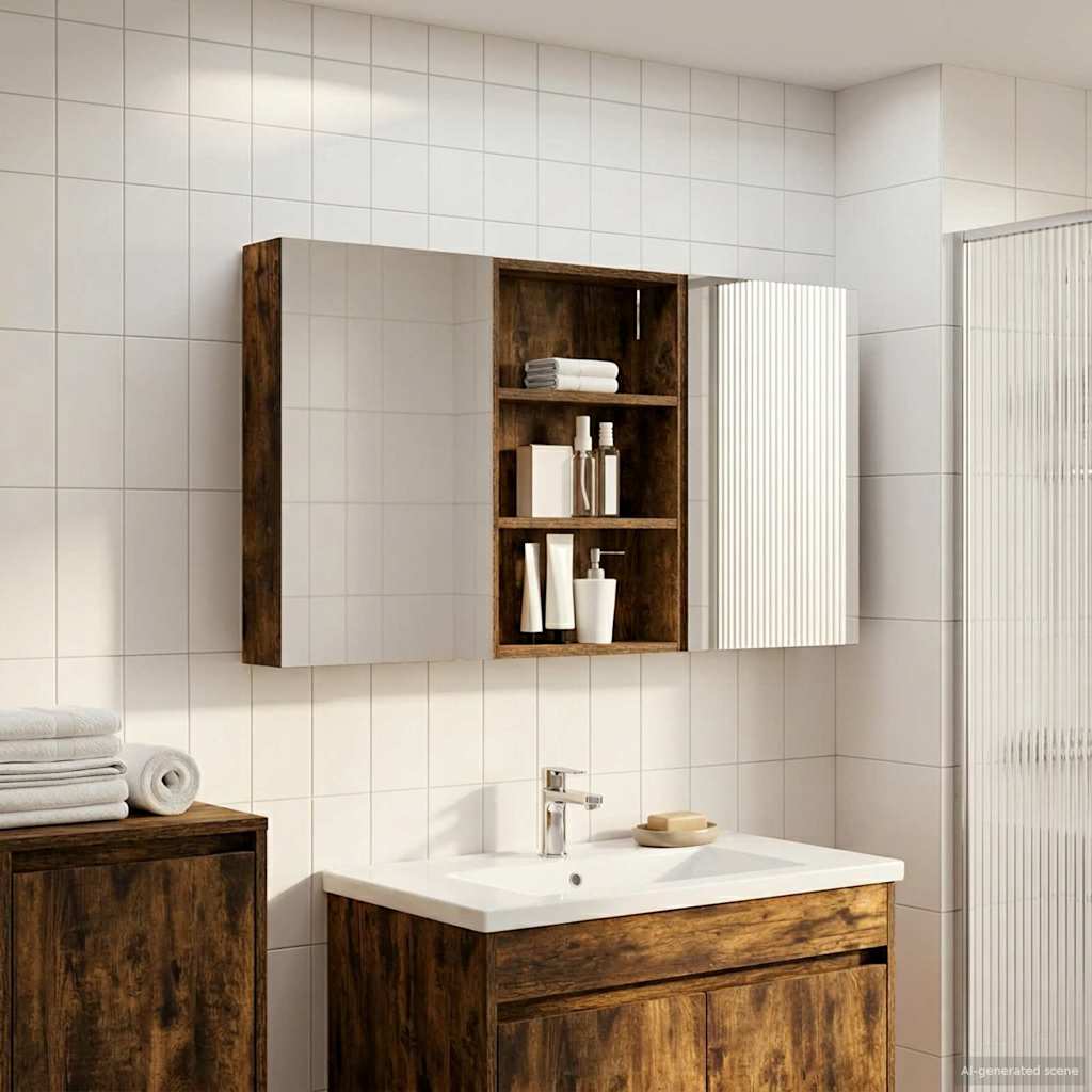 Badezimmerschrank-Set 3 pcs 80 x 10,5 x 50 cm Holzwerkstoff