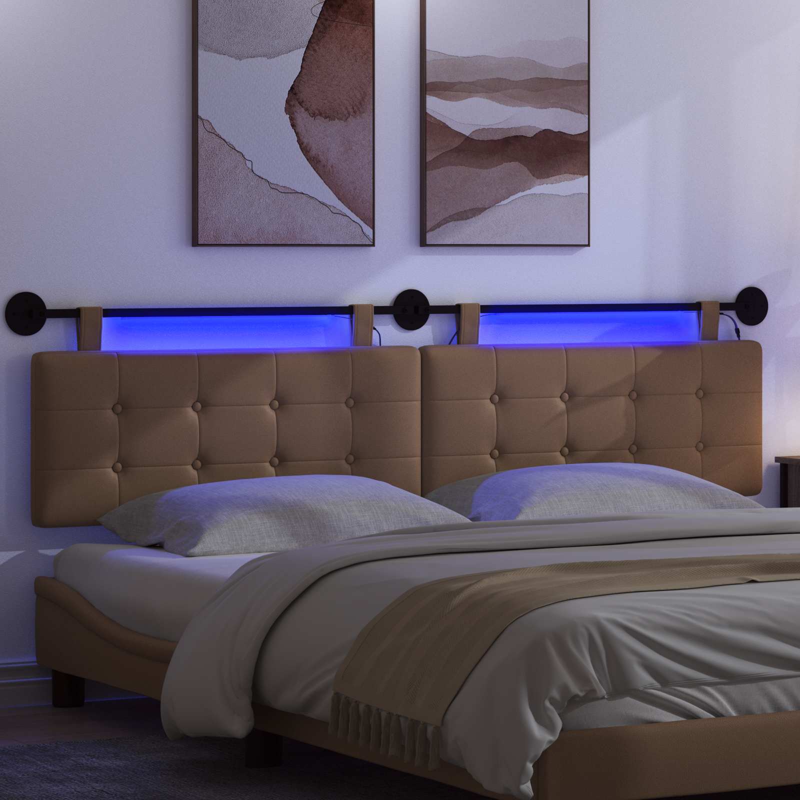 Hängendes Kopfteil Mit LED Licht Creme Kunstleder