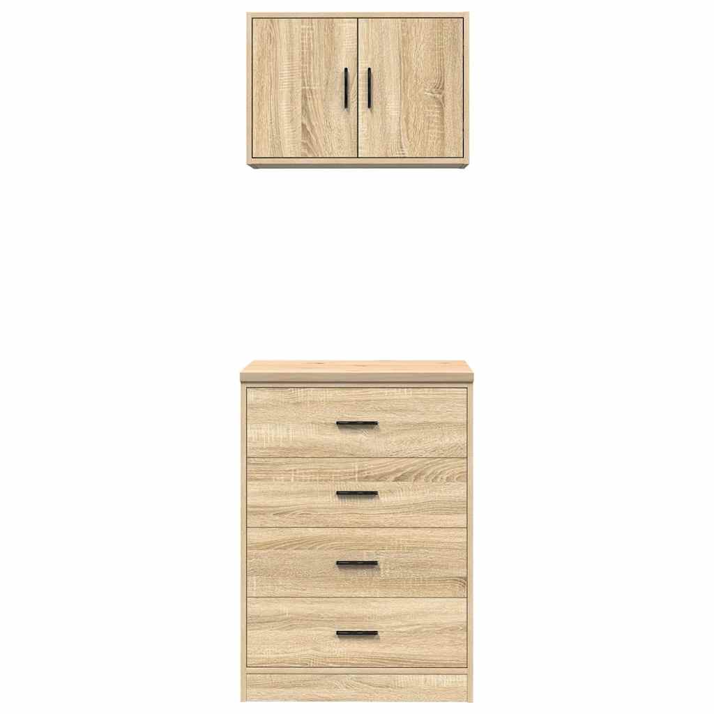Garagenschränke 2 Stk. Schwarz Holzwerkstoff