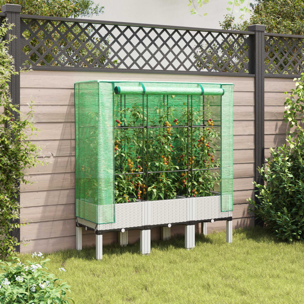 Hochbeet mit Gewächshaus-Aufsatz Rattan-Optik 40x40x140 cm