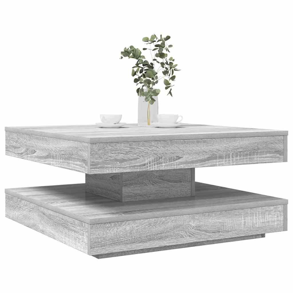 Couchtisch 360-Grad Drehbar Weiß 90x90x34,5 cm