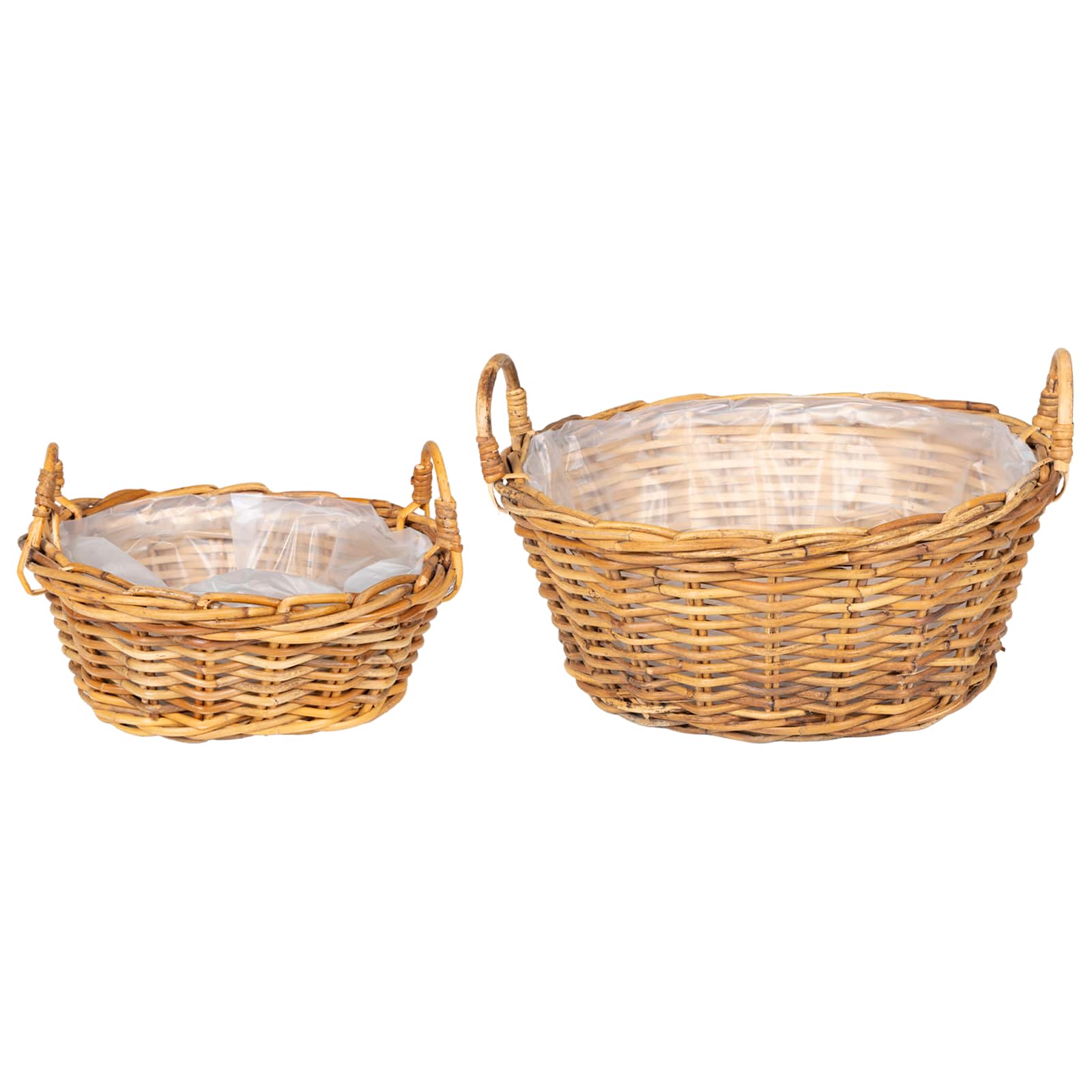 Blumentopfkorb mit Speicher 2 Stk. Natürliches Grau Kubu Rattan