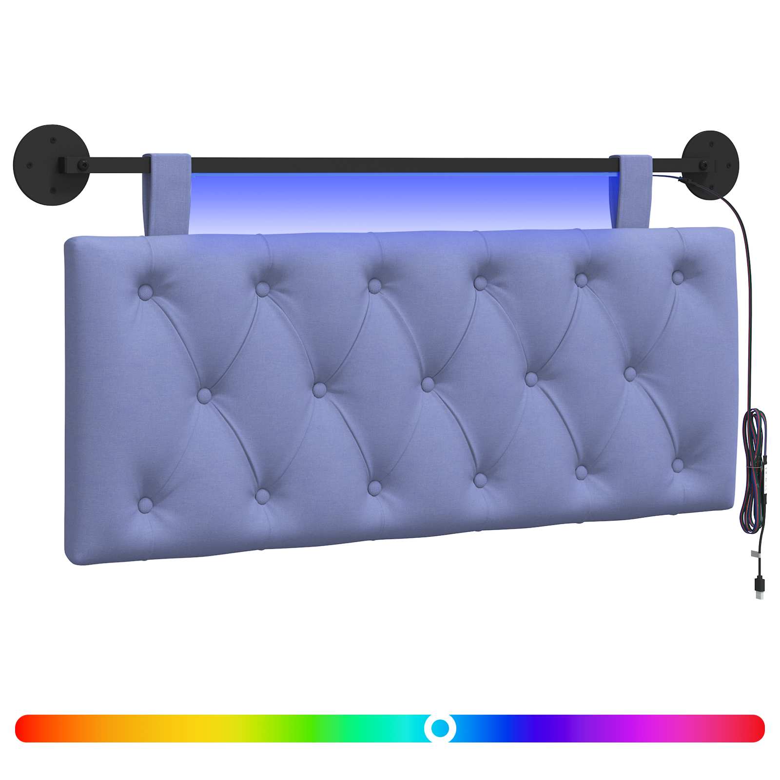 Hängendes Kopfteil Mit LED Licht Wolkengrau Stoff