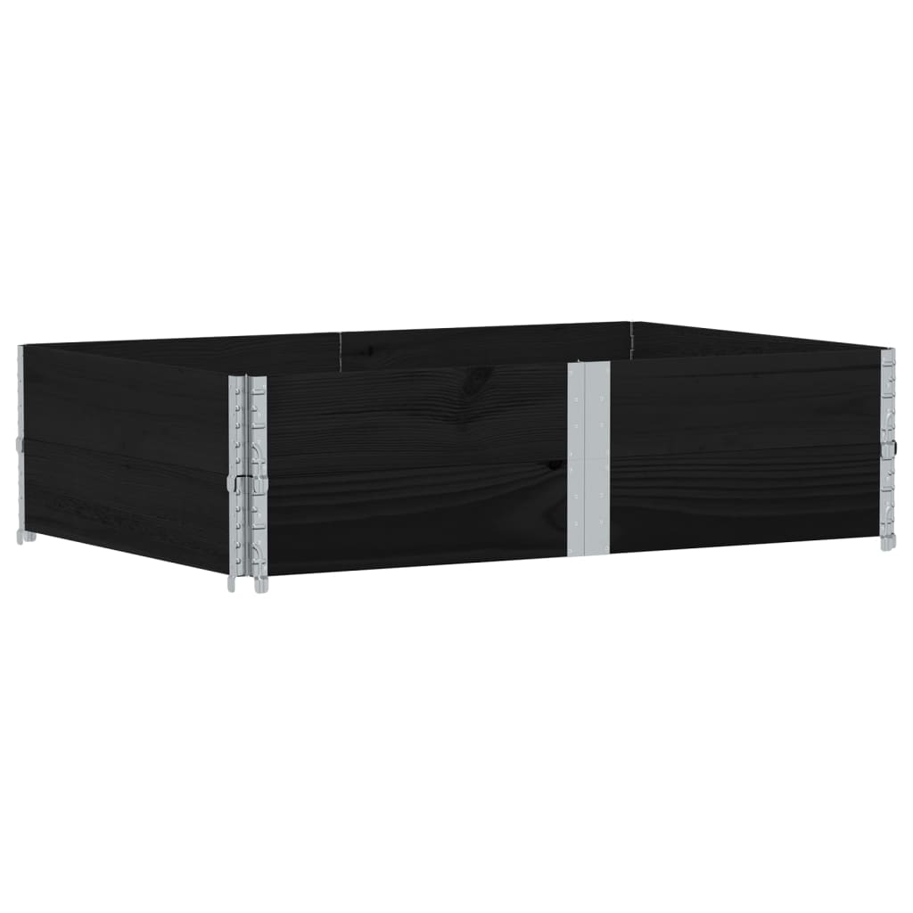 Paletten-Aufsatzrahmen Schwarz 80x60 cm Massivholz Kiefer