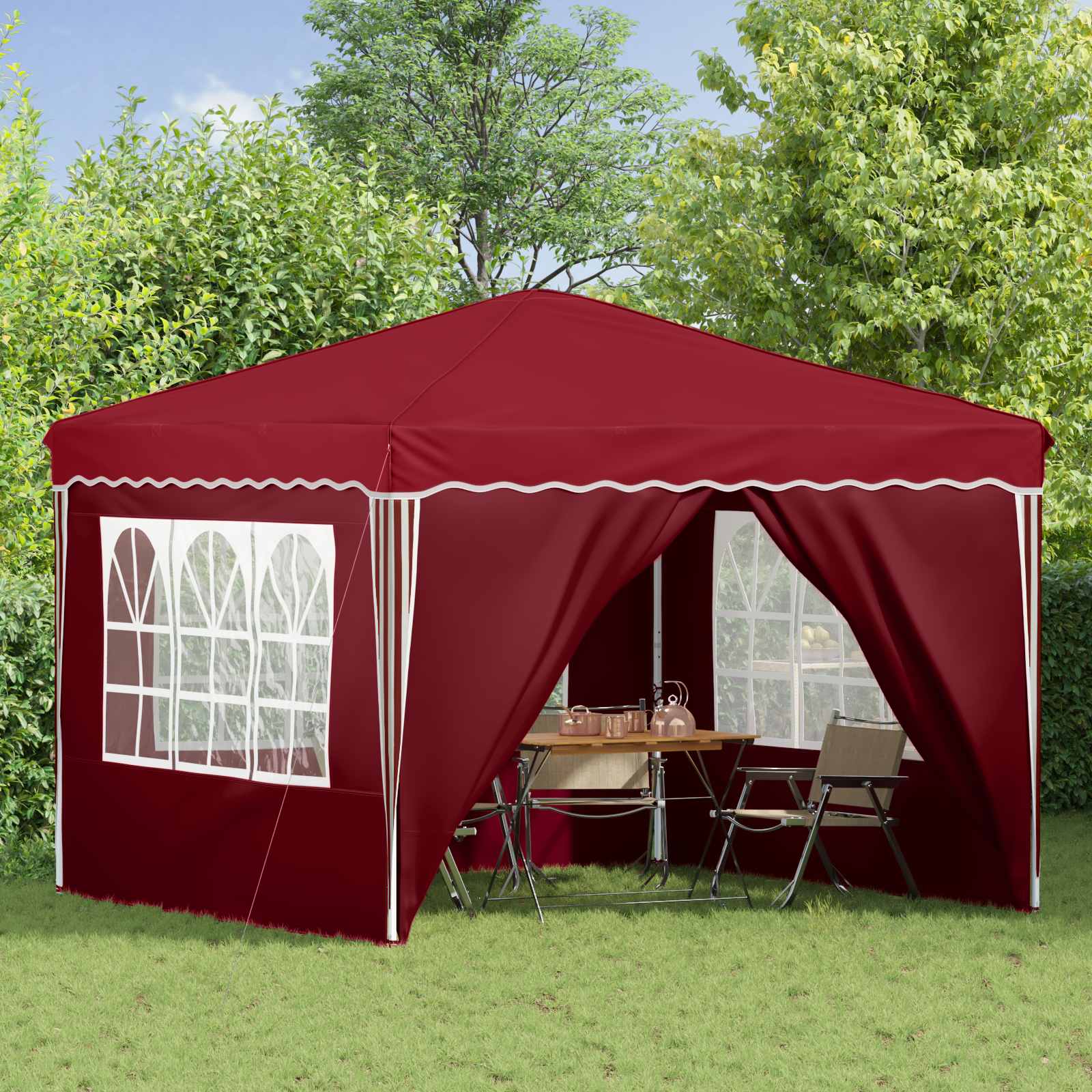 Pop-up Partyzelt 288 x 288 x 245 cm Creme Oxford-Stoff