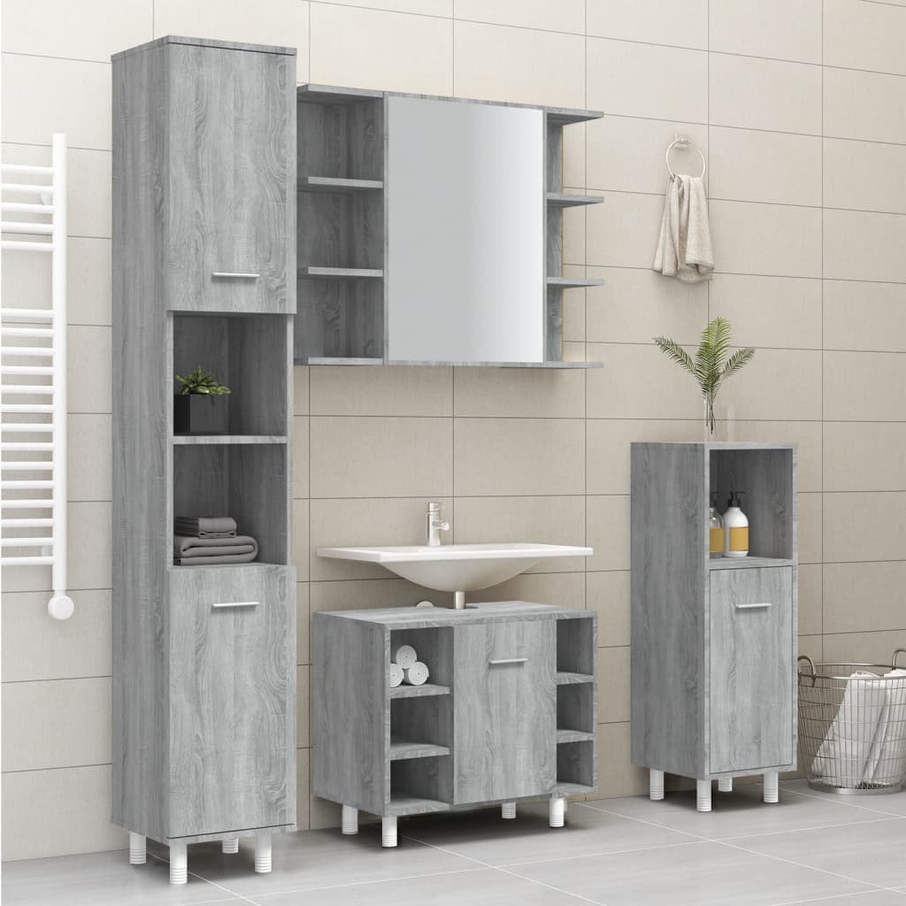 Badezimmerschrank Weiß 30x30x179 cm Holzwerkstoff