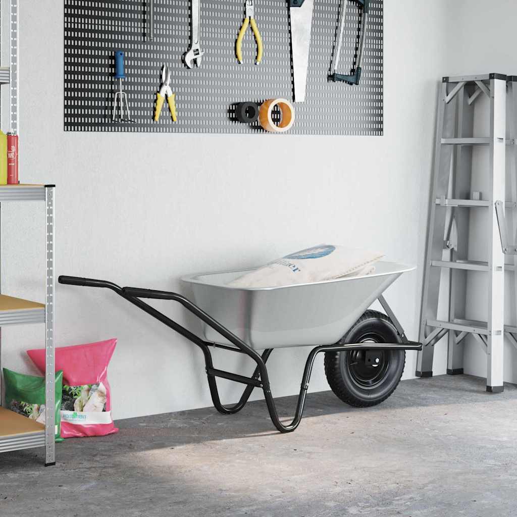 Schubkarre Silber und Schwarz 137 x 60 x 65,5 cm Stahl