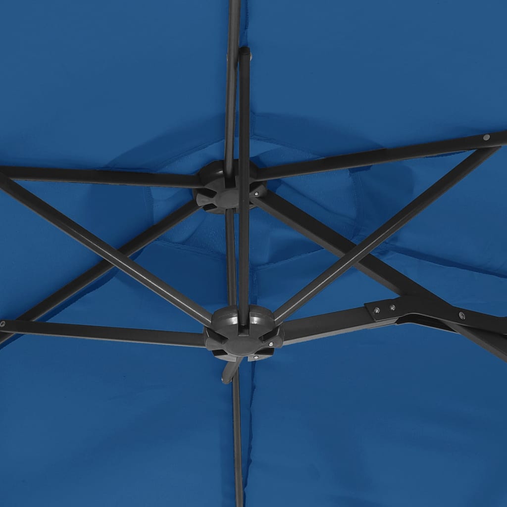 Doppel-Sonnenschirm mit LED-Leuchten Sandweiß 316x145 cm