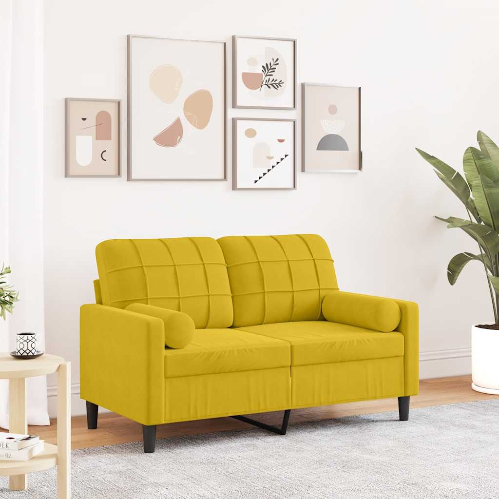 2-Sitzer-Sofa mit Zierkissen Hellgrau 120 cm Samt