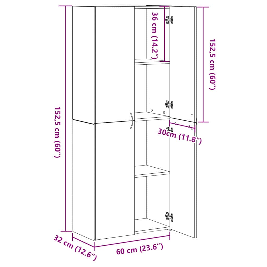 Aktenschrank Weiß 60x32x153 cm Holzwerkstoff