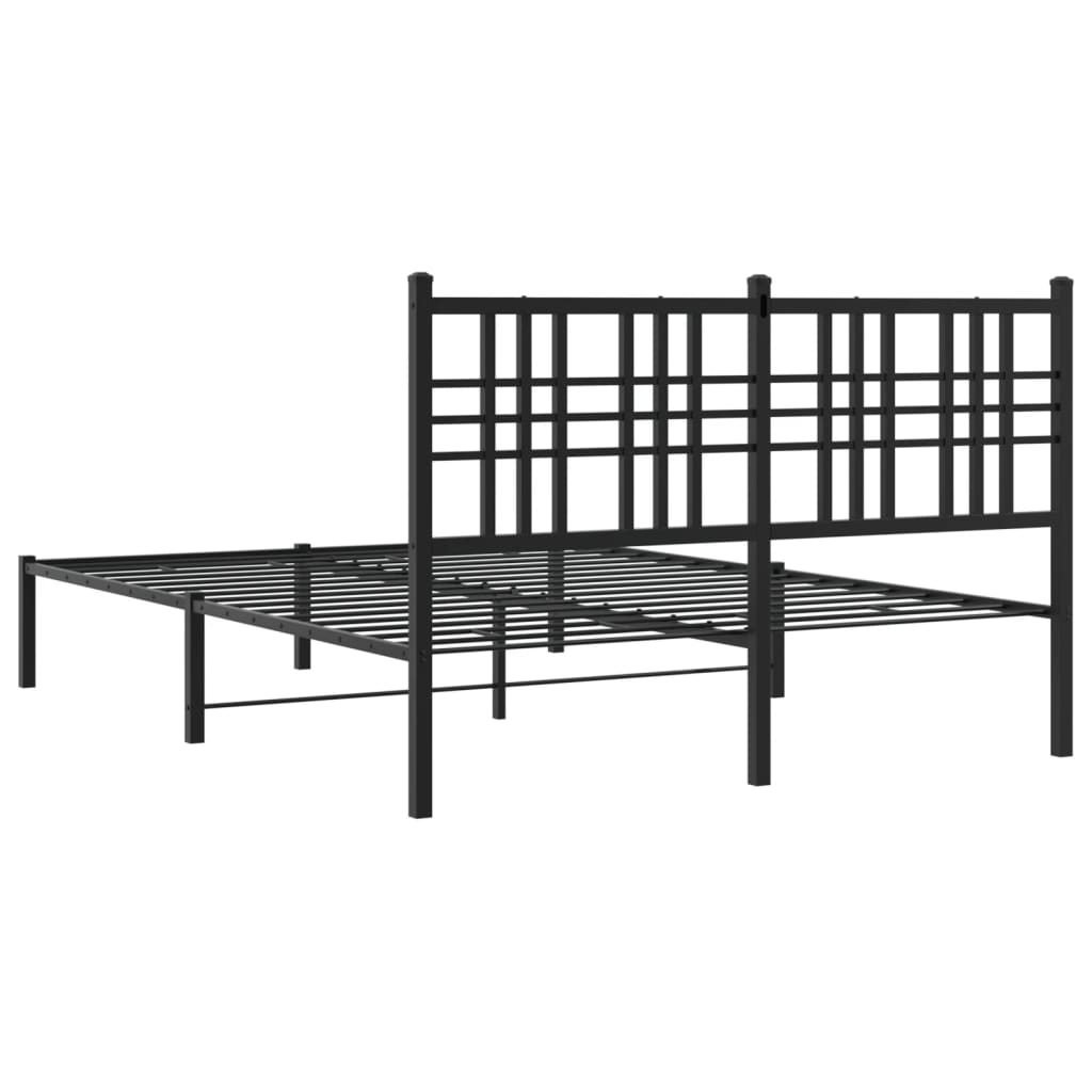 Bettgestell mit Kopf- und Fußteil Metall Schwarz 90x200 cm