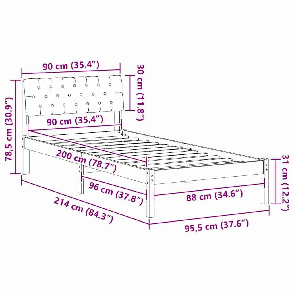 Bettgestell Braun und hellgrau 200 x 200 cm Massivholz Kiefer