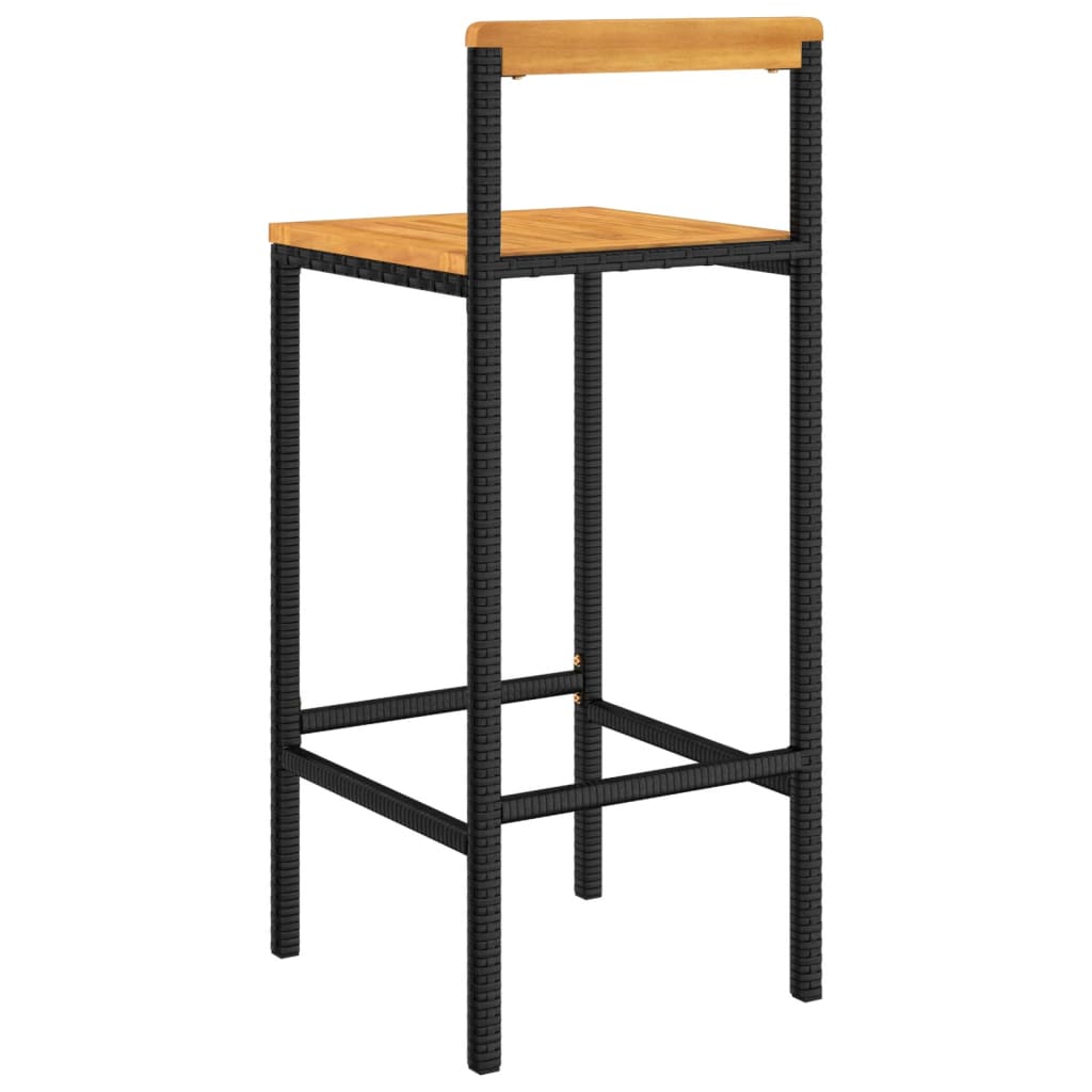 Barhocker 2 Stk. Grau Poly Rattan und Massivholz Akazie