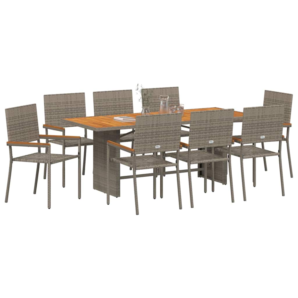 Garten Essgruppe 7 pcs Schwarz Poly-Rattan
