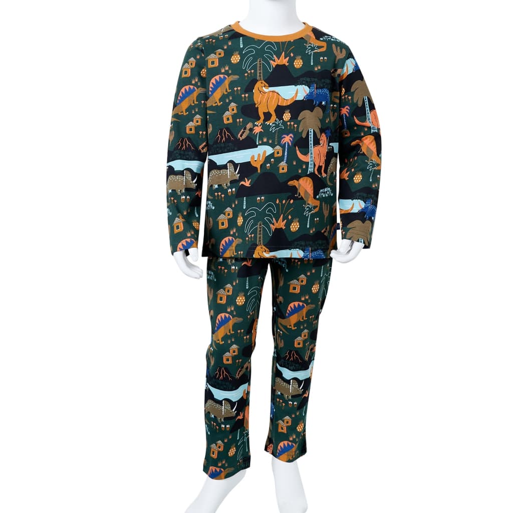 Kinderpyjama mit Langen Ärmeln Dunkelgrün 92