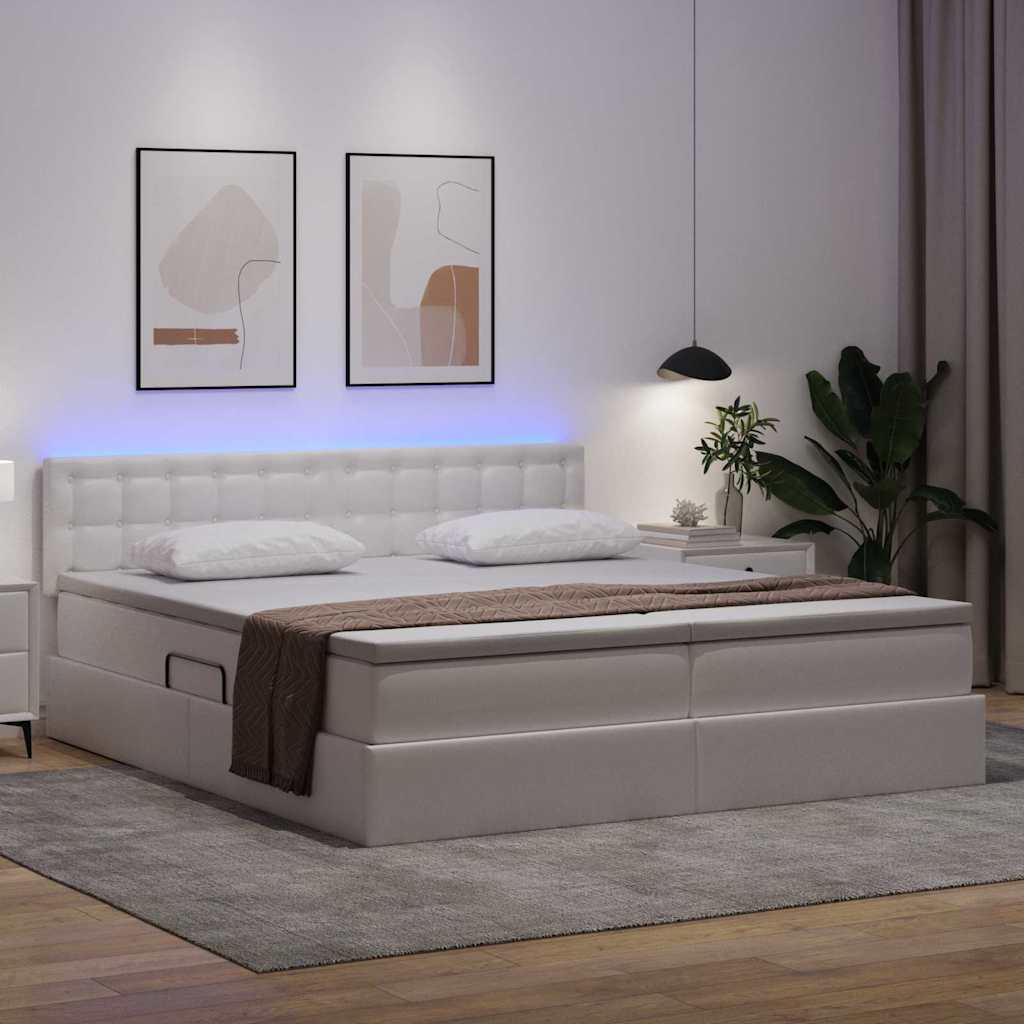 Bett mit Stauraum und LED Schwarz 180 x 200 cm Kunstleder