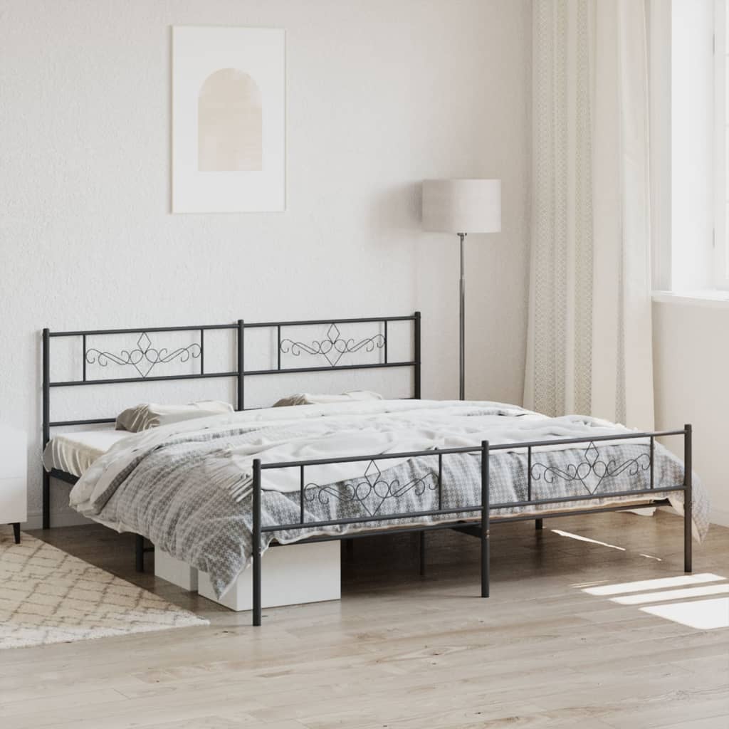 Bettgestell mit Kopfteil Metall Schwarz 100x190 cm