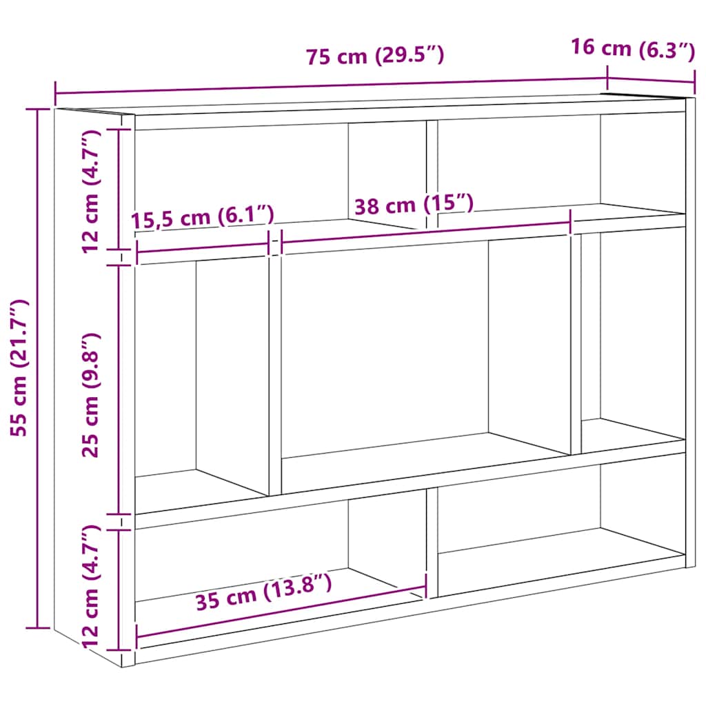 Wandregal Weiß 75x16x55 cm Holzwerkstoff